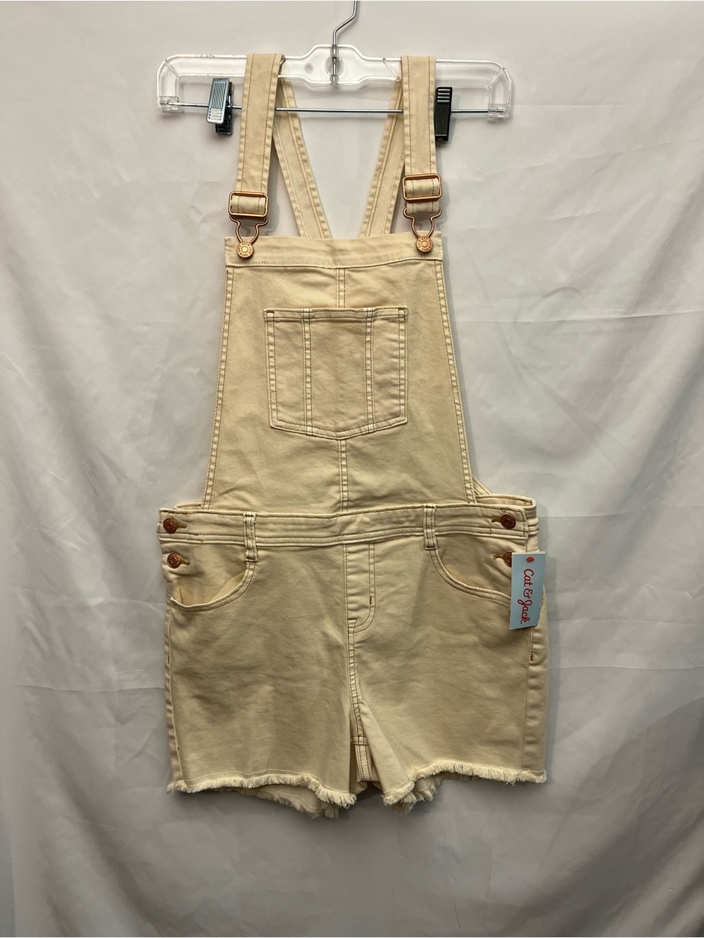 Cat & Jack Cream Overall Short Skort with Frayed Hem